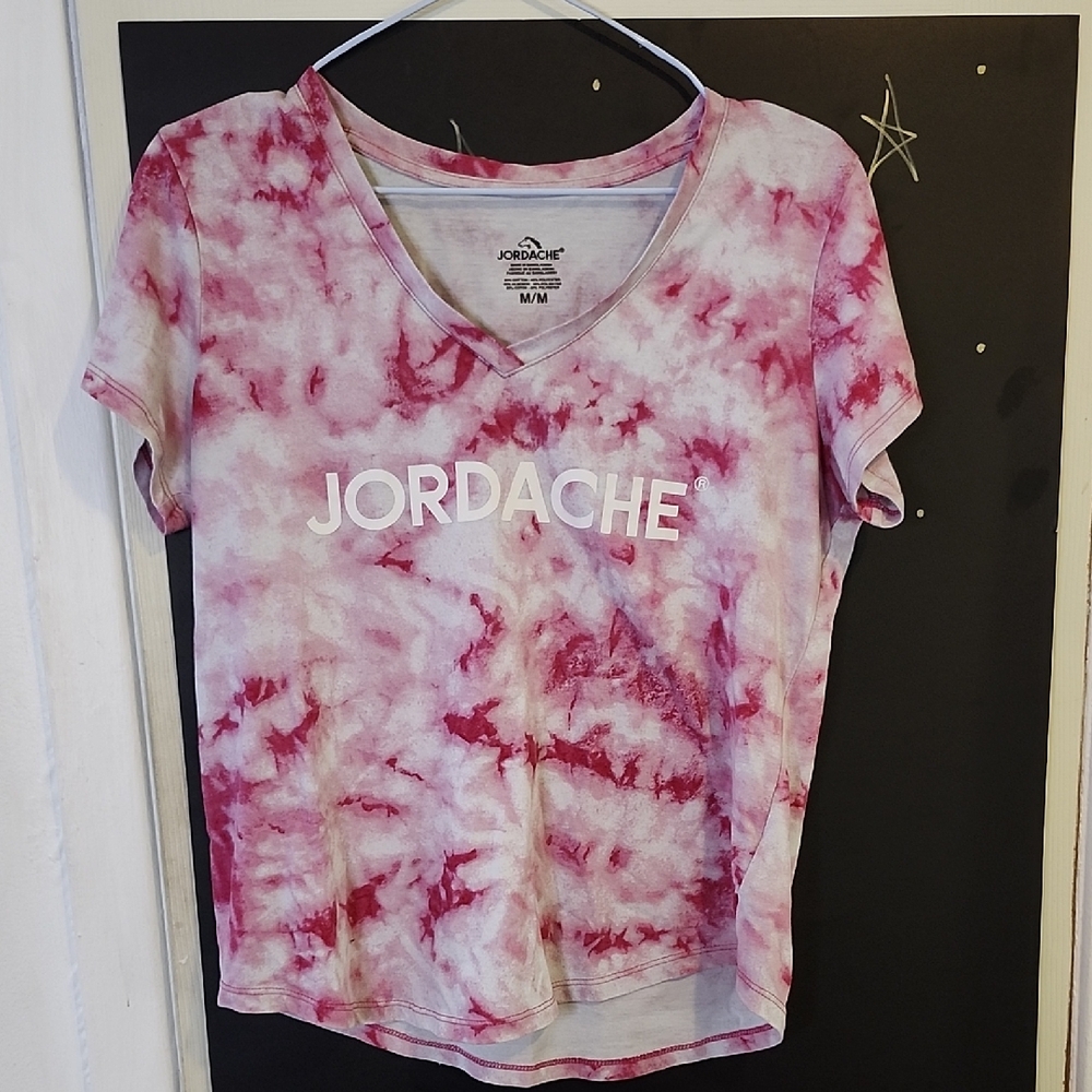 🔥 3/$25 🔥 Jordache Pink and White Tie-Dye V-Neck Tee